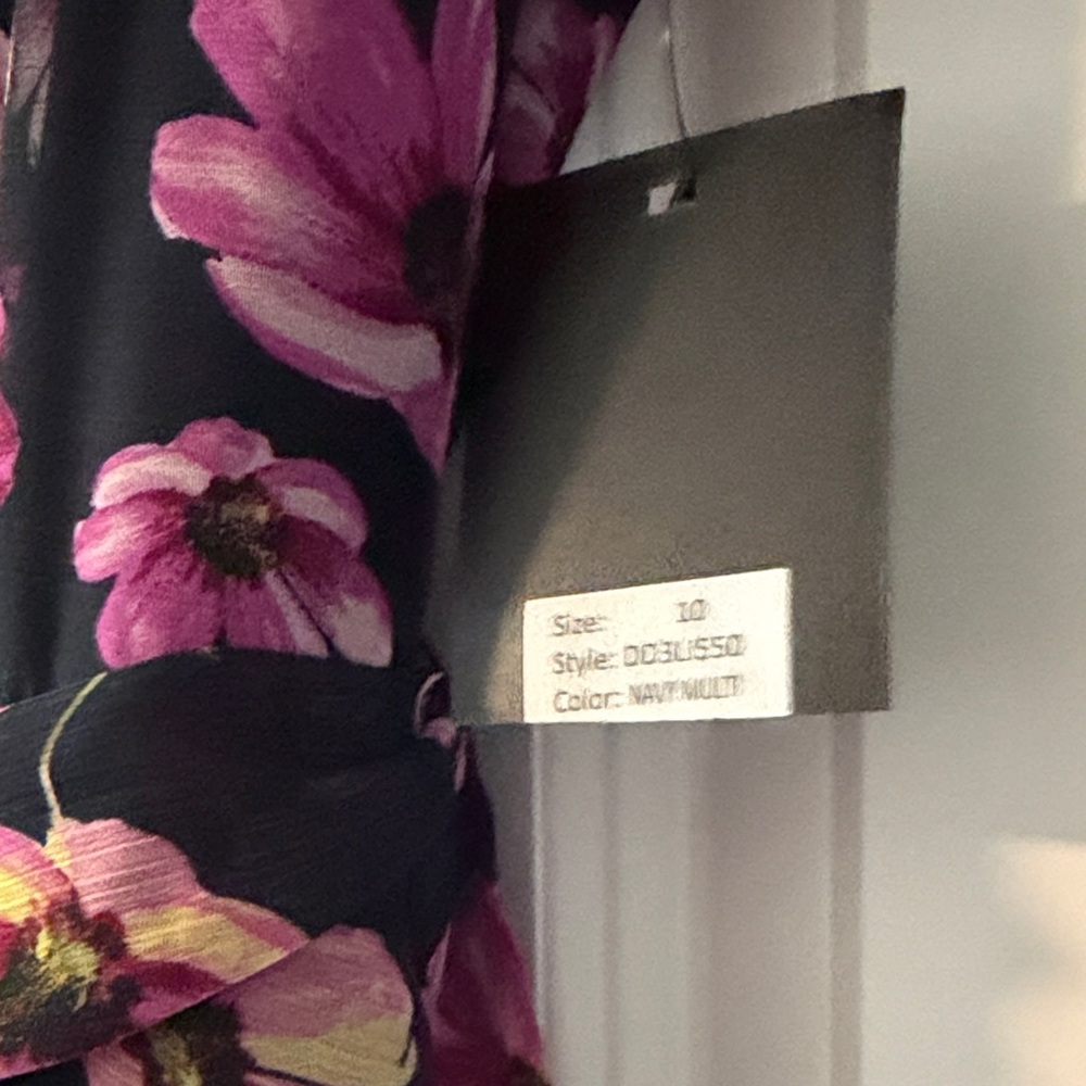 DKNY Black Midi Dress with Pink Floral Print - Picture 5 of 6